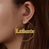 Old English Name Earrings Stainless Steel Women's Jewelry Gift