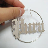 Old English Name Earrings Stainless Steel Women's Jewelry Gift