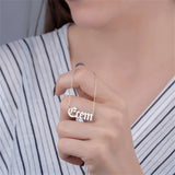 Old English Name Necklace Personalized Stainless Steel Pendant