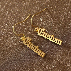 Old English Name Pendant Earrings Stainless Steel Women's Jewelry