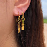 Old English Name Pendant Earrings Stainless Steel Women's Jewelry