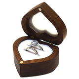 Love Pair Ring Box Walnut Solid Wood Storage Display Jewelry Box