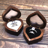 Love Pair Ring Box Walnut Solid Wood Storage Display Jewelry Box