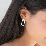 Oval Name Stud Earrings Personalized Stainless Steel Women's Jewelry