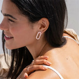 Oval Name Stud Earrings Personalized Stainless Steel Women's Jewelry