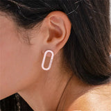 Oval Name Stud Earrings Personalized Stainless Steel Women's Jewelry