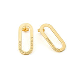 Oval Name Stud Earrings Personalized Stainless Steel Women's Jewelry