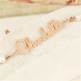 Pearl Chain Personalized Name Bracelet Stainless Steel Gift for Daughter Wife