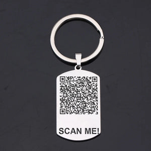 Personal QR Code Keychain Stainless Steel 3 Colors Charm Car Keyring