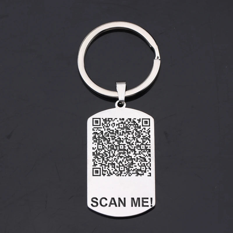 Personal QR Code Keychain Stainless Steel 3 Colors Charm Car Keyring