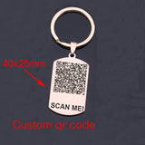 Personal QR Code Keychain Stainless Steel 3 Colors Charm Car Keyring