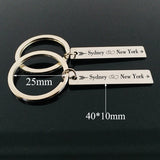 Customized City Names Keychain for Couples - Engraved 2 Cities Keyring