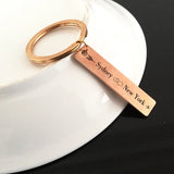 Customized City Names Keychain for Couples - Engraved 2 Cities Keyring