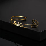 Personalized Name Bracelet Stainless Steel Adjustable Cuff Bangle