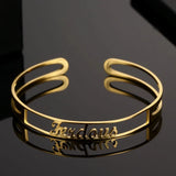 Personalized Name Bracelet Stainless Steel Adjustable Cuff Bangle
