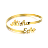 Personalized Couples Name Steel Silver Bracelets Women Bangle