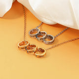Personalized Birthstone Circle Family Name Necklace Engraved Ring Pendant