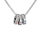 Personalized Birthstone Circle Family Name Necklace Engraved Ring Pendant