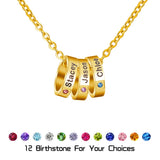Personalized Birthstone Circle Family Name Necklace Engraved Ring Pendant