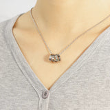Personalized Birthstone Circle Family Name Necklace Engraved Ring Pendant