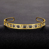 Custom Name Letter Zircon Stainless Steel Bangle