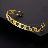 Custom Name Letter Zircon Stainless Steel Bangle