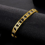 Custom Name Letter Zircon Stainless Steel Bangle