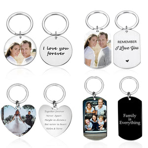Personalized Photo Multi-Shape Keychain Stainless Steel Key Ring