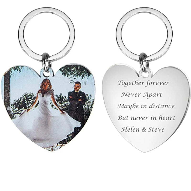 Personalized Photo Multi-Shape Keychain Stainless Steel Key Ring
