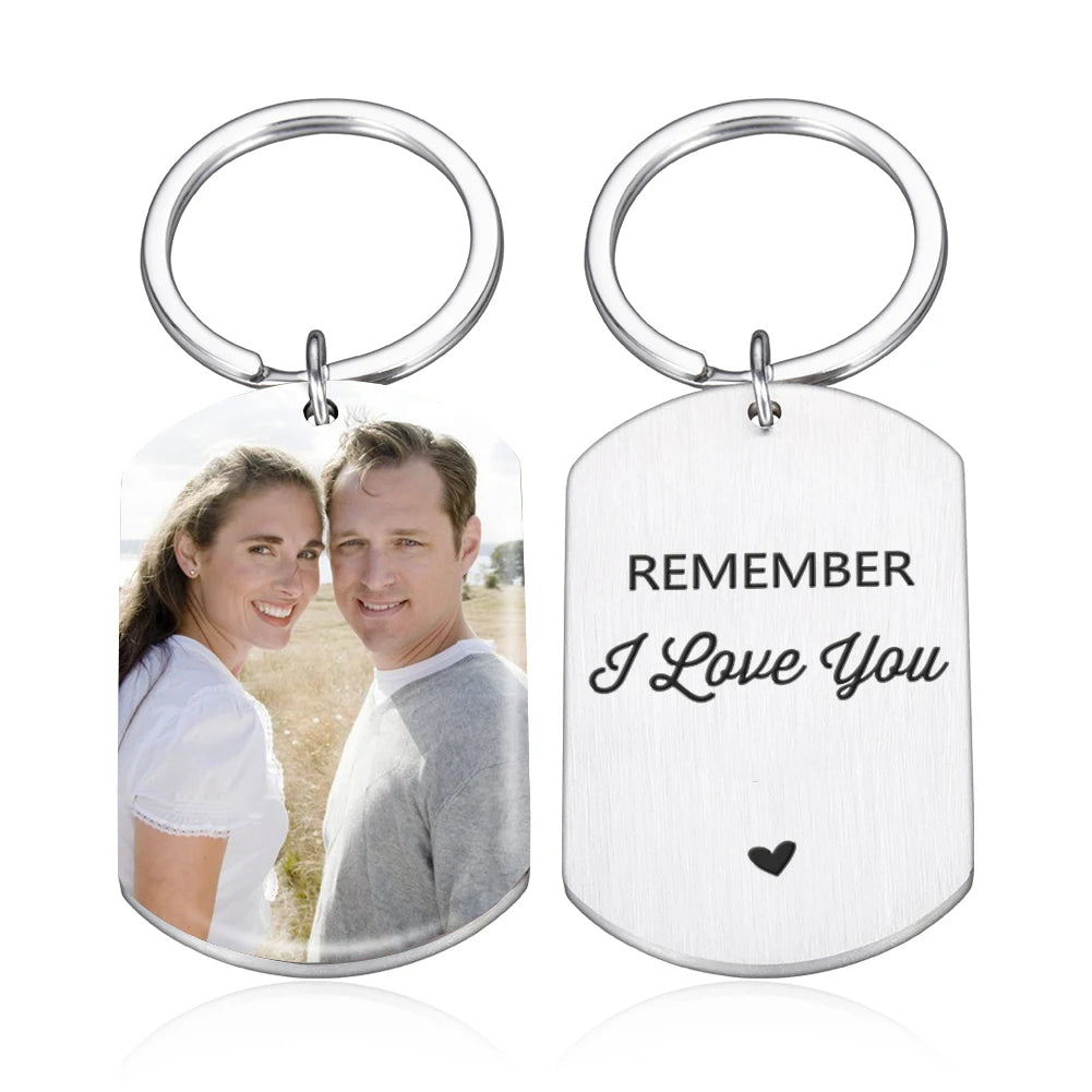 Personalized Photo Multi-Shape Keychain Stainless Steel Key Ring