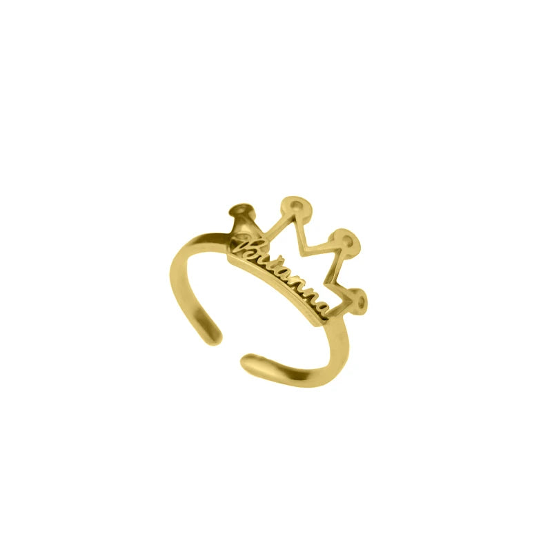 Crown Name Ring Open Ring Jewelry Gift