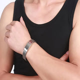 Men's Diabetes Medical Alert Bracelet Stainless Steel Silicone Bangle