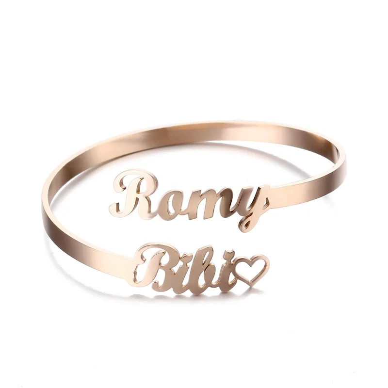 Customized Double Name Heart Bracelet for Couple