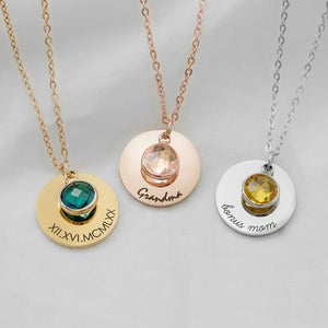Personalized Baby Name Pendant Necklace with Birthstone Gemstone