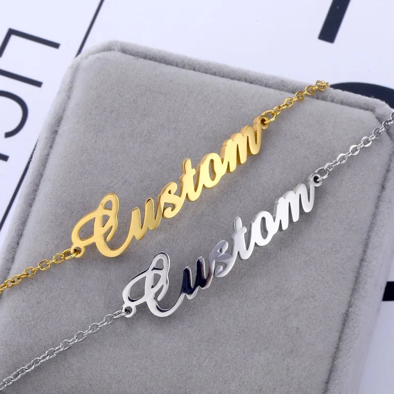 Personalized Name Bracelet Stainless Steel Chain Letter Jewelry Birthday Gift