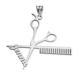 Personalized Hairstylist Scissors Comb Necklace Hairdresser Men Women