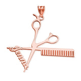 Personalized Hairstylist Scissors Comb Necklace Hairdresser Men Women