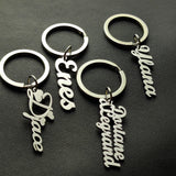 Personalized Name Pendant Keychain Stainless Steel for Women Men