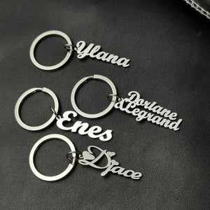 Personalized Name Pendant Keychain Stainless Steel for Women Men