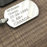 Personalized Name Plate Necklace Men Stainless Steel Chain Dog Tag Pendant