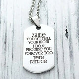 Personalized Name Plate Necklace Men Stainless Steel Chain Dog Tag Pendant