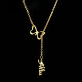 Personalized Name Stainless Steel Band Hollow Butterfly Neckl...