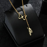 Personalized Name Stainless Steel Band Hollow Butterfly Neckl...