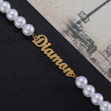 Personalized Stainless Steel Necklace Bracelet with Engraved Pearl