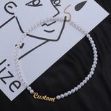 Personalized Stainless Steel Necklace Bracelet with Engraved Pearl
