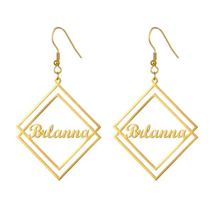 Personalized Name Earrings Stainless Steel Women's Girls Jewelry