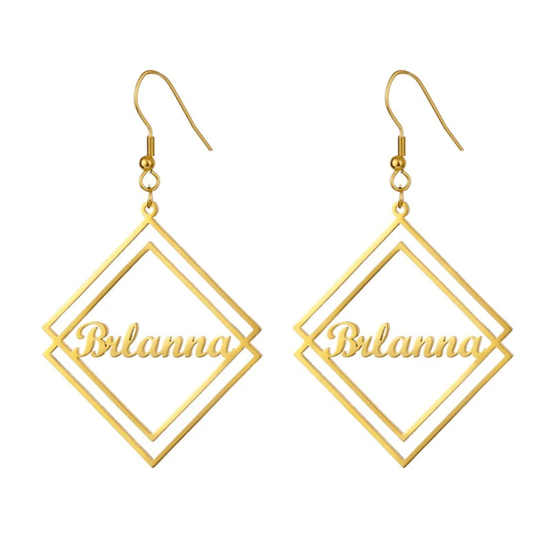 Personalized Name Earrings Stainless Steel Women's Girls Jewelry