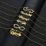 Personalized Stainless Steel Name Necklace Birthstone Nameplate Hearts Necklace