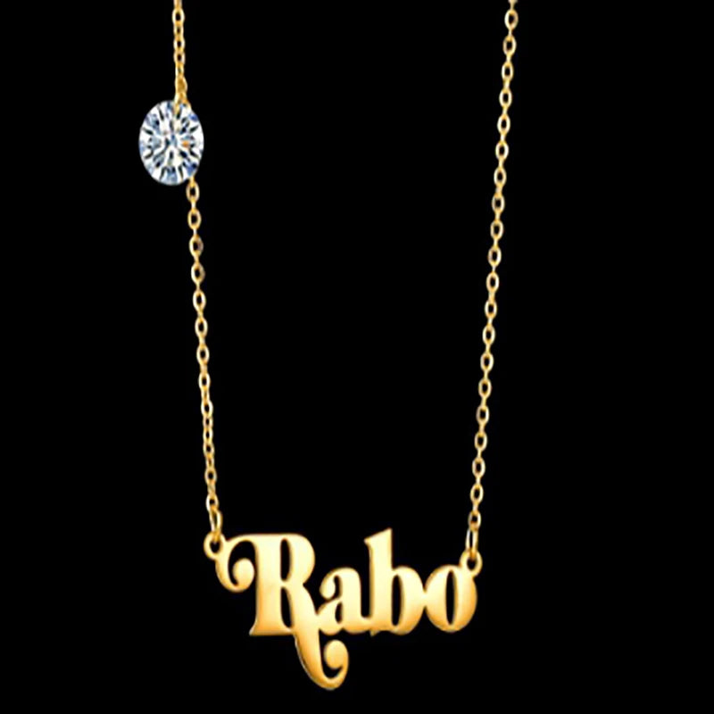 Personalized Stainless Steel Name Necklace Birthstone Nameplate Hearts Necklace