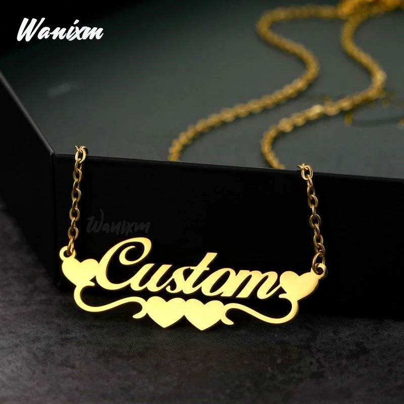 Custom Stainless Steel Name Necklace Heart Pendant Jewelry